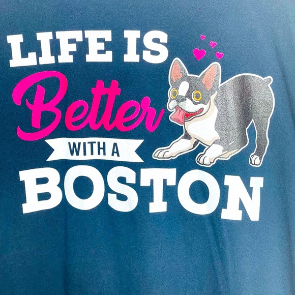 Next Level apparel ,  Men's T-shirt, Boston Terrier. Dark blue color . New - Picture 2 of 6